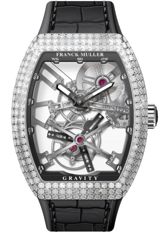 Best FRANCK MULLER Vanguard Gravity Skeleton Tourbillon Steel Diamond Case V 45 T GR CS SQT D (NR) (AC) (NR.BLC) Replica Watch